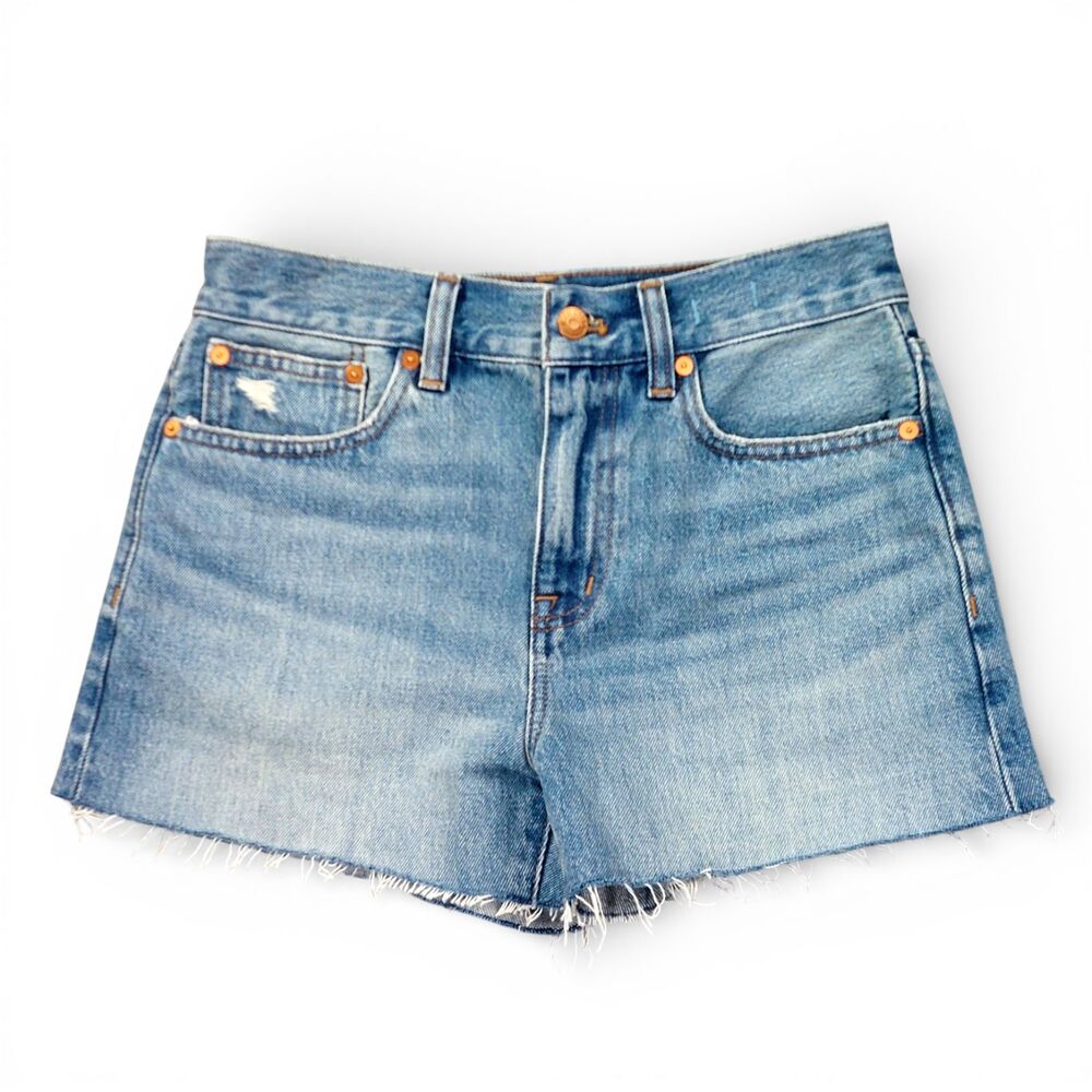 Madewell Denim Cutoff Shorts Women’s Sz 24 Blue Raw Hem High Rise 100% Cotton